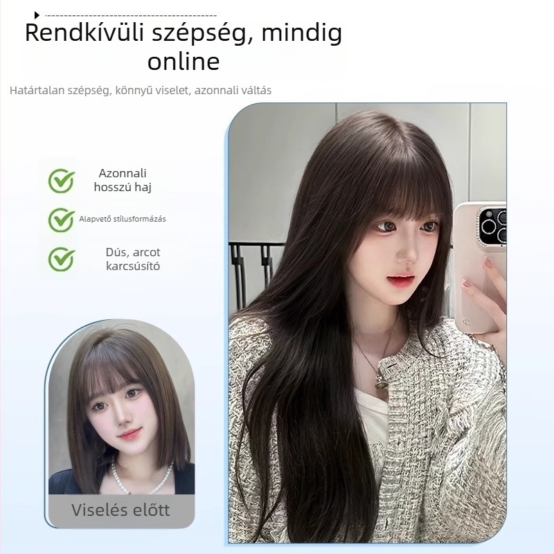 Top Hair Replacement Piece nőknek, hosszú egyenes haj, hőálló rostok, mechanikus feldolgozás