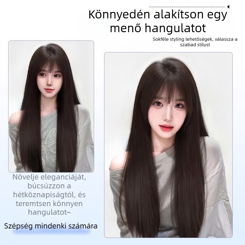 Top Hair Replacement Piece nőknek, hosszú egyenes haj, hőálló rostok, mechanikus feldolgozás