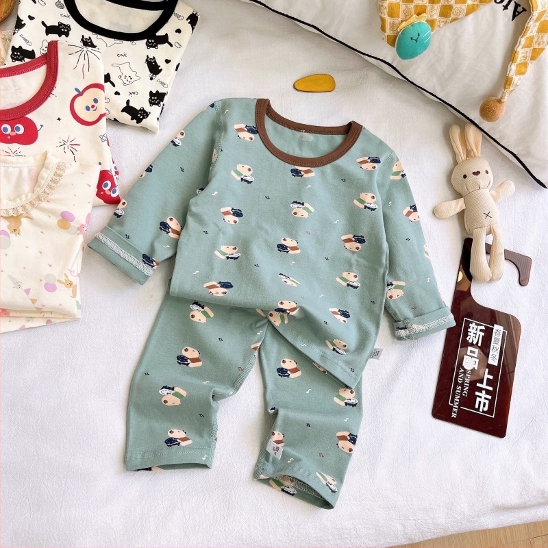 Gyermekeknek tervezett varrás nélküli termo alsóruha készlet — Koreai stílus, pamut LYCRA alapréteg, Cartoon mintázat, meleg és nedvesség-elvezető