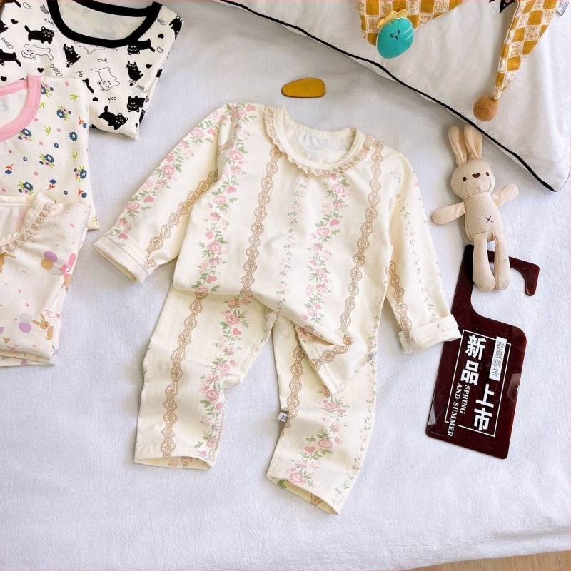 Gyermekeknek tervezett varrás nélküli termo alsóruha készlet — Koreai stílus, pamut LYCRA alapréteg, Cartoon mintázat, meleg és nedvesség-elvezető