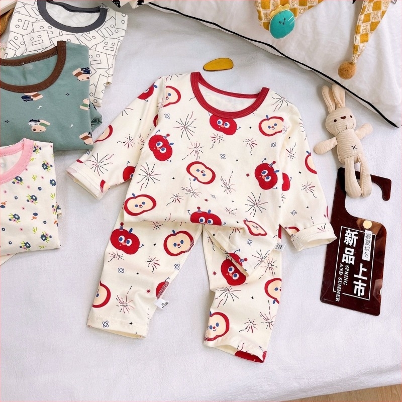 Gyermekeknek tervezett varrás nélküli termo alsóruha készlet — Koreai stílus, pamut LYCRA alapréteg, Cartoon mintázat, meleg és nedvesség-elvezető