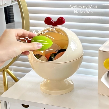 Asztali púder puff tároló doboz – porálló, fedéllel, műanyag, 6 L kapacitás