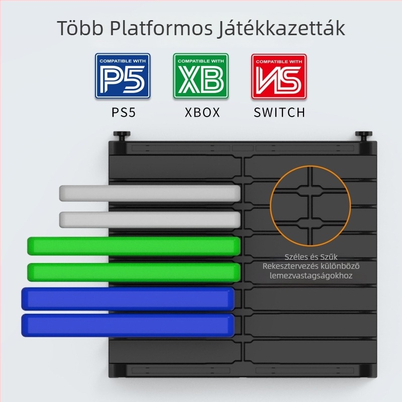 PS5 Slim Pro játéklemez-tároló állvány Xbox és Switch – asztali ABS lemez tartó kiterjesztéssel