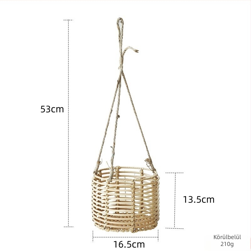 Caihua Home Kézzel készített, imitációs rattanból készült függő növénytartó kosár, dekor balkonra