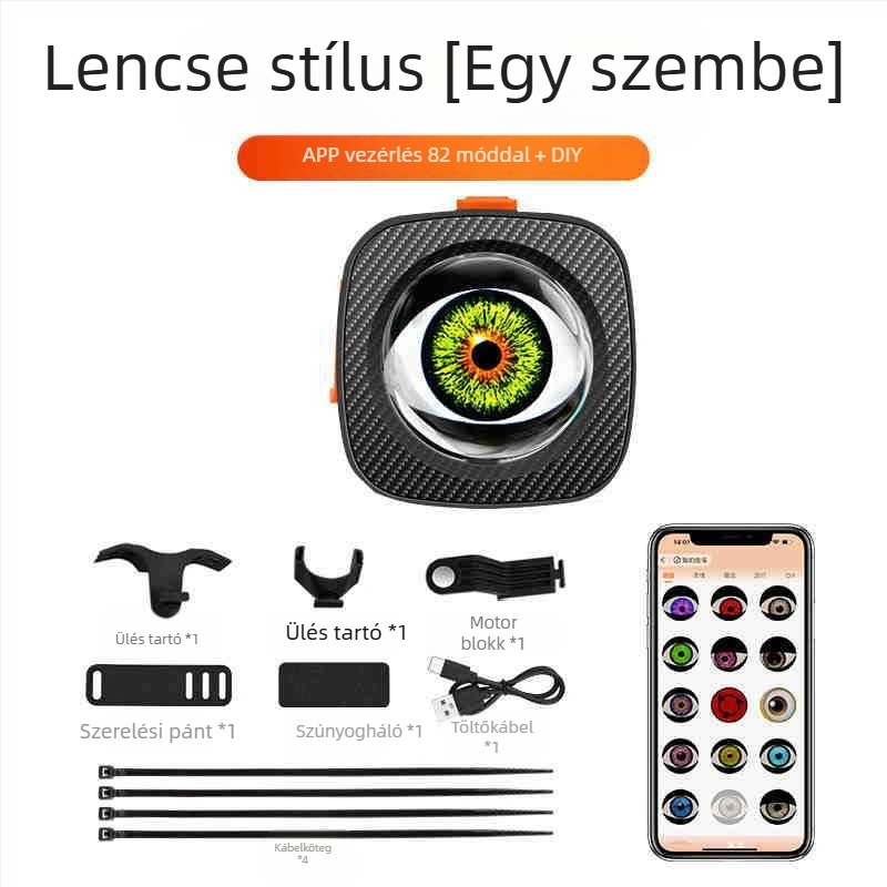 Kerékpár Devil Eye hátsó lámpa – újratölthető, vezeték nélküli, kettős LED, ABS ház, 5V 2W