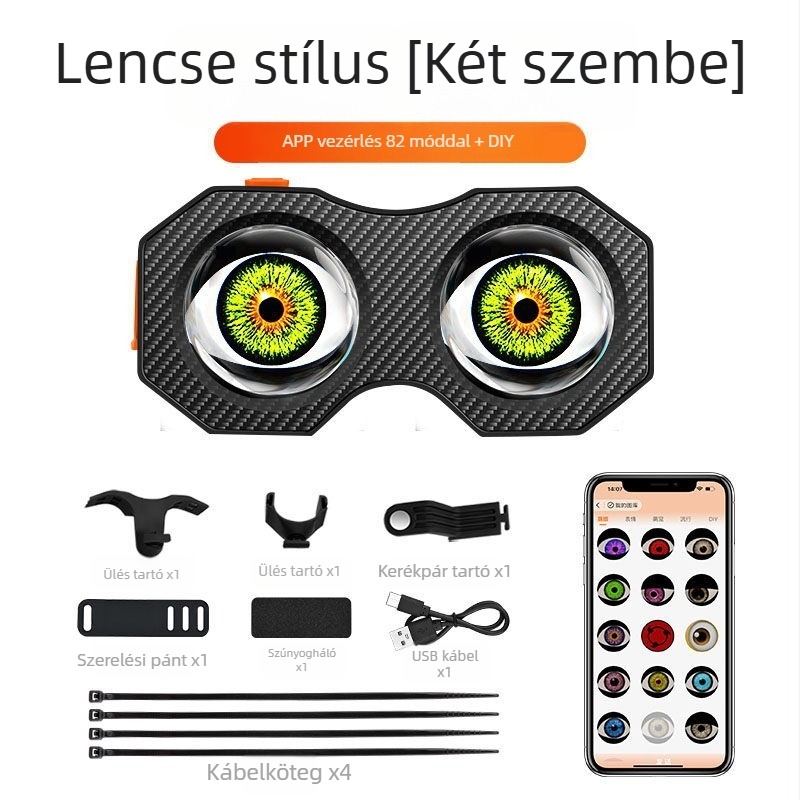 Kerékpár Devil Eye hátsó lámpa – újratölthető, vezeték nélküli, kettős LED, ABS ház, 5V 2W