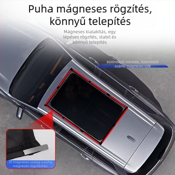 Autóhoz való szúnyogháló ablakvédő és napellenző – mágneses rögzítés, félátlátszó háló, anyag: háló + puha magnet, univerzális illeszkedés