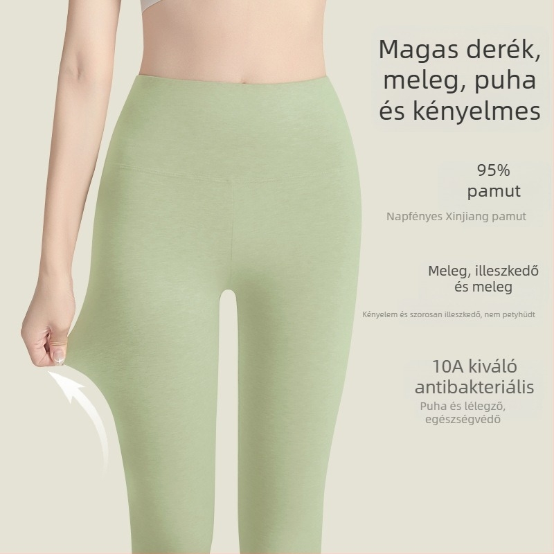 Női magas derekú pamut termo nadrág, 95–100% pamut, antibakteriális, meleg, has-támasz, egyrétegű