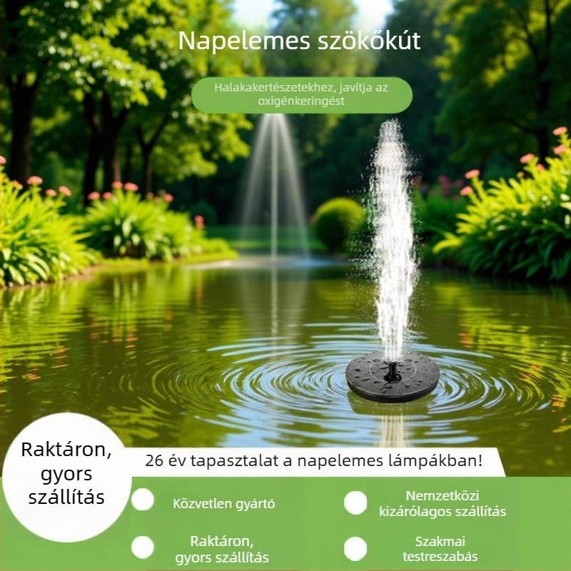 Napelemes szökőkút szivattyú tóhoz és kerthez – kombinált permetezés, úszó vízfelület, kültéri szivattyú, Haotu