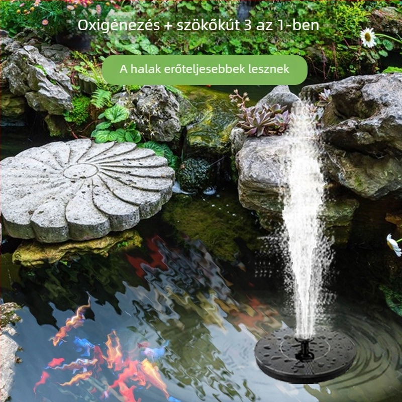 Napelemes szökőkút szivattyú tóhoz és kerthez – kombinált permetezés, úszó vízfelület, kültéri szivattyú, Haotu