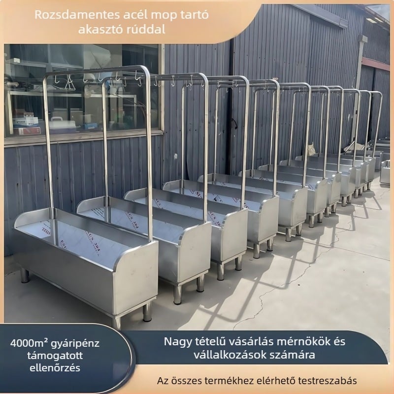 304 rozsdamentes acél Mop mosogató integrált mosási zóna, kereskedelmi kantinához, túlcsordzás elleni, tároló