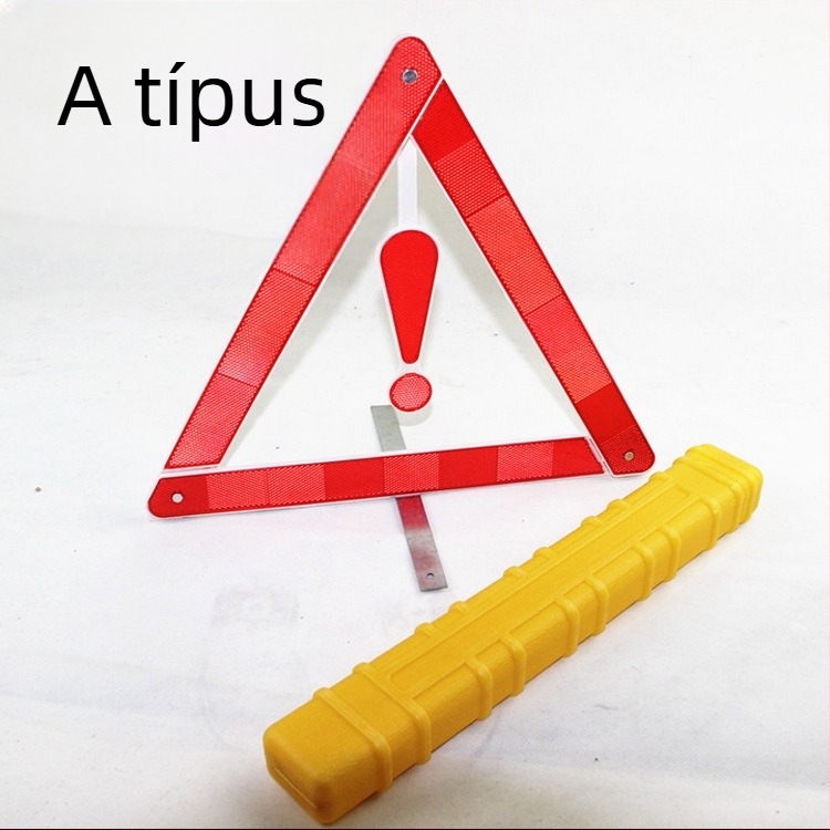 Autó tripod figyelmeztető jel, fényvisszaverő, összecsukható, műanyag
