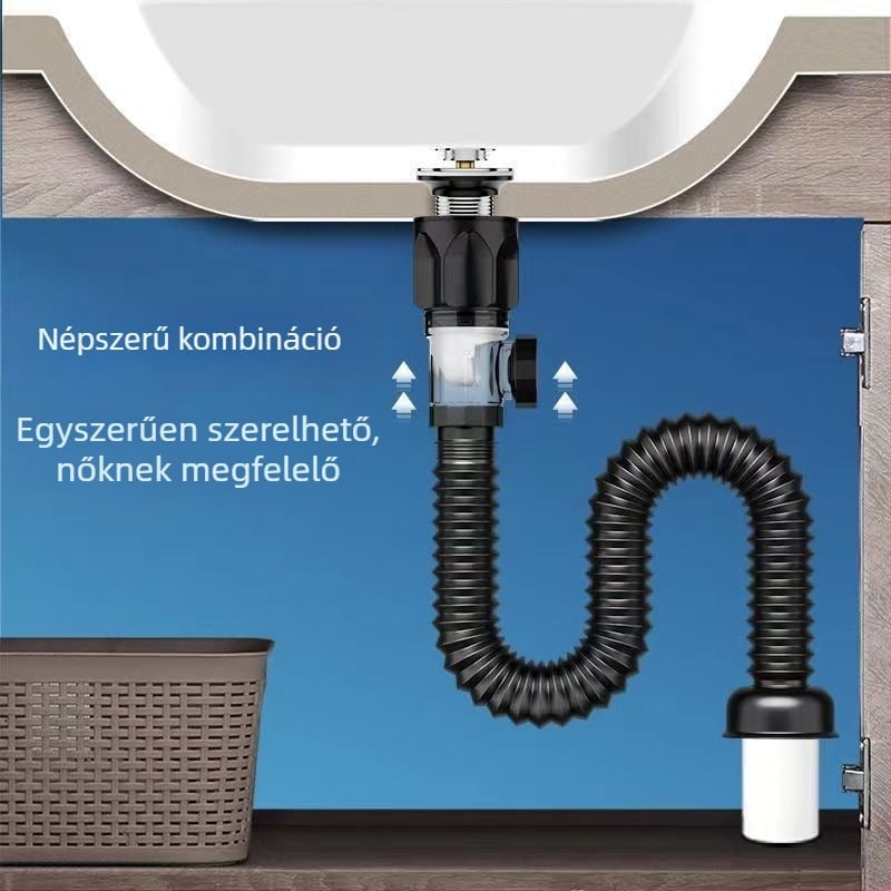 Mosdólefolyó csatlakozók – műanyag PP anyagból, S-alakú lefolyócső kiegészítő, szag- és rovarvédelmi