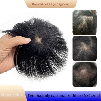 Férfi rövid, természetes hatású paróka felső hajtömeg-kiegészítéssel, mechanikus kivitelezés, hőálló szintetikus szálak, modellek BF374 BF375 BF376