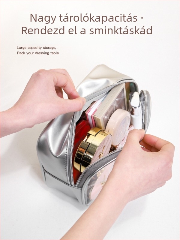 Sminktáska — PU anyag, vízálló, poliészter bélés, városi minimalista stílus, nőknek