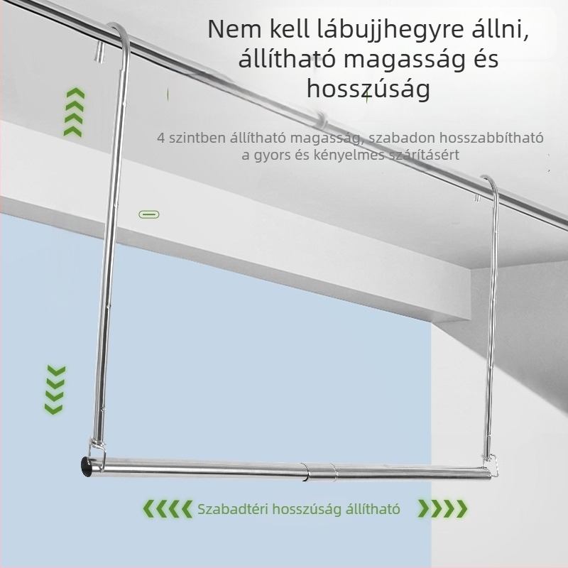 Rozsdamentes acél teleszkópos ruhaszárító rúd gardróbhoz, összecsukható, hálószoba, modern egyszerű stílus