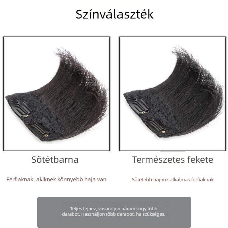 Férfiaknak szóló valós emberi hajból készült hajpárna, rövid hossz, kézzel szőtt, forró festhető, teljes hajdarab a koronán lévő volumen növelésére