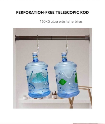 Sűrített teleszkópos rúd – fúrás nélküli telepítés ruhákhoz és zuhanyfüggönyhöz, modern minimalist design, magas széntartalmú acélból