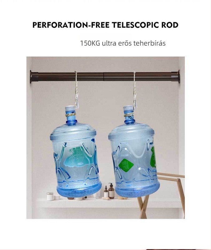 Sűrített teleszkópos rúd – fúrás nélküli telepítés ruhákhoz és zuhanyfüggönyhöz, modern minimalist design, magas széntartalmú acélból