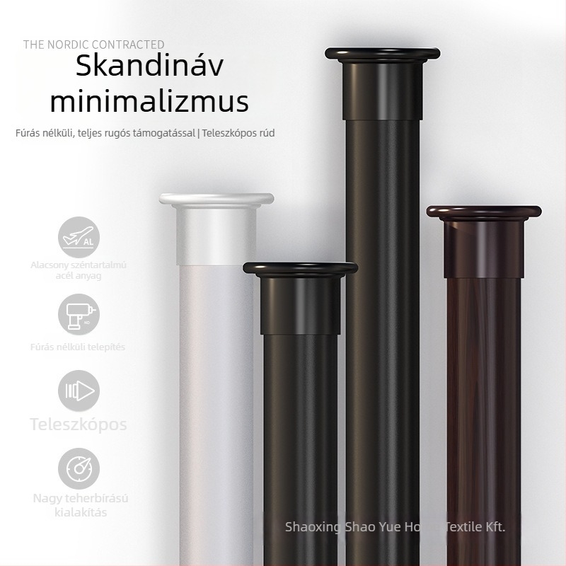 Sűrített teleszkópos rúd – fúrás nélküli telepítés ruhákhoz és zuhanyfüggönyhöz, modern minimalist design, magas széntartalmú acélból