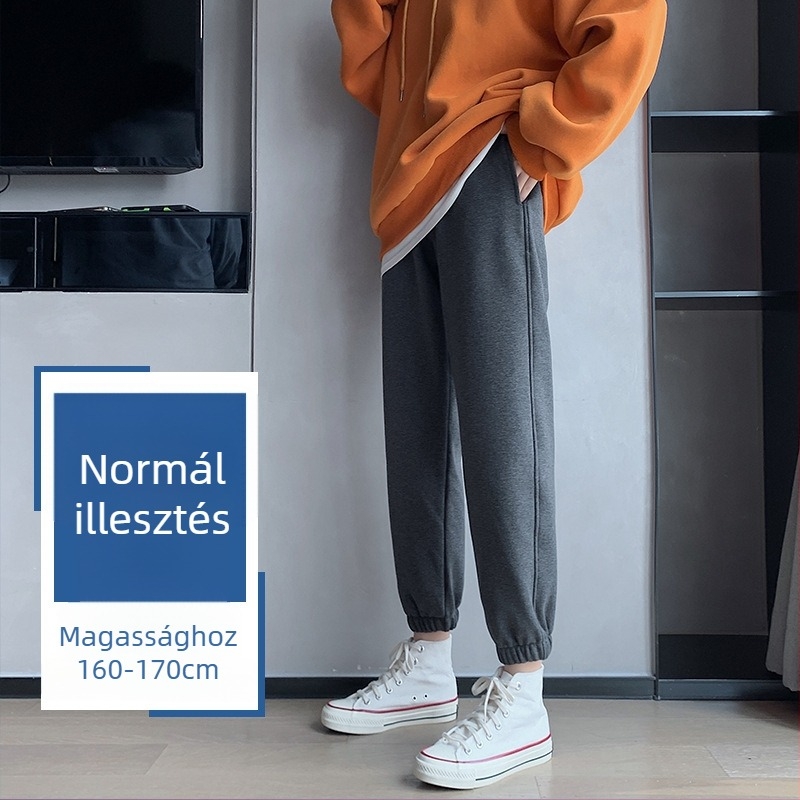 Női pamut sportnadrág, lazán szabott, középmagas derekú, vékony, mikroelasztikus, 95%+ pamut tartalom