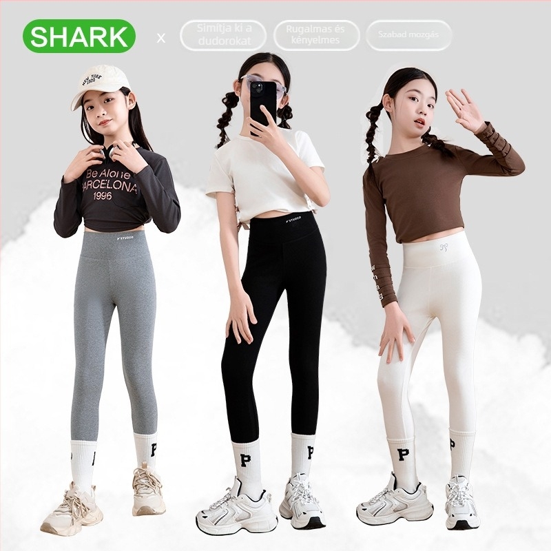 Lányok pamut leggings, magas derekú, elasztikus, vékony, tavasz–nyárra, 8 év feletti gyermekeknek
