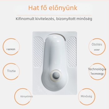 Műanyag guggoló WC tál, víztartály nélkül, vízzár nélkül, minimális üzemeltetési távolság 60 cm, kifolyócső átmérője 100 cm