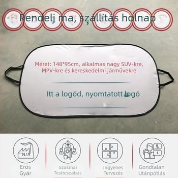 Autó napellenző klipszes rögzítéssel, univerzális illeszkedés, egyszínű, ezüst szalag anyag, 150 g súly