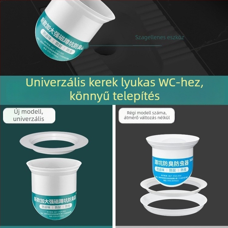 Szagtalanító lefolyódugó kockavécéhez – műanyagból, előtti vízbarikád, csapda nélkül, dezodoráló hatás, OEM logó