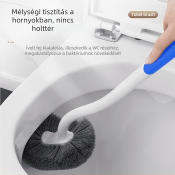 WC-kefe puha sörtékkel, falra szerelhető, hosszú nyél, alapgal együtt (műanyag, 80 g)