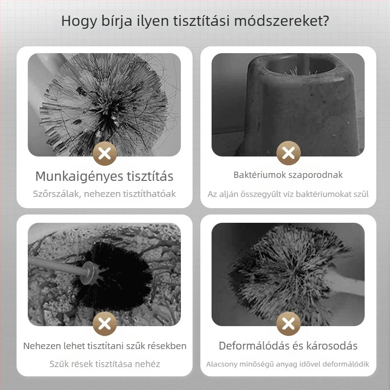 WC-kefe puha sörtékkel, falra szerelhető, hosszú nyél, alapgal együtt (műanyag, 80 g)