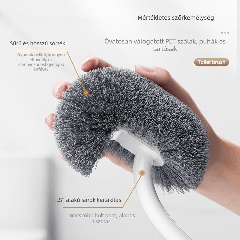 WC-kefe puha sörtékkel, falra szerelhető, hosszú nyél, alapgal együtt (műanyag, 80 g)