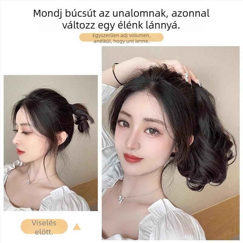 Pear Flower göndör copfjához paróka klipszes rögzítéssel, hajcsomag stílus, hőálló haj, természetes hatású, festés és dauer nélkül