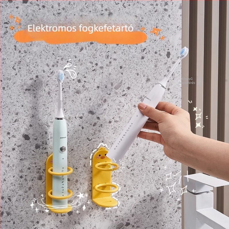 Fali elektromos fogkefék tartó – fúrás nélküli rögzítés, műanyag, tárolás, márka Qiwang
