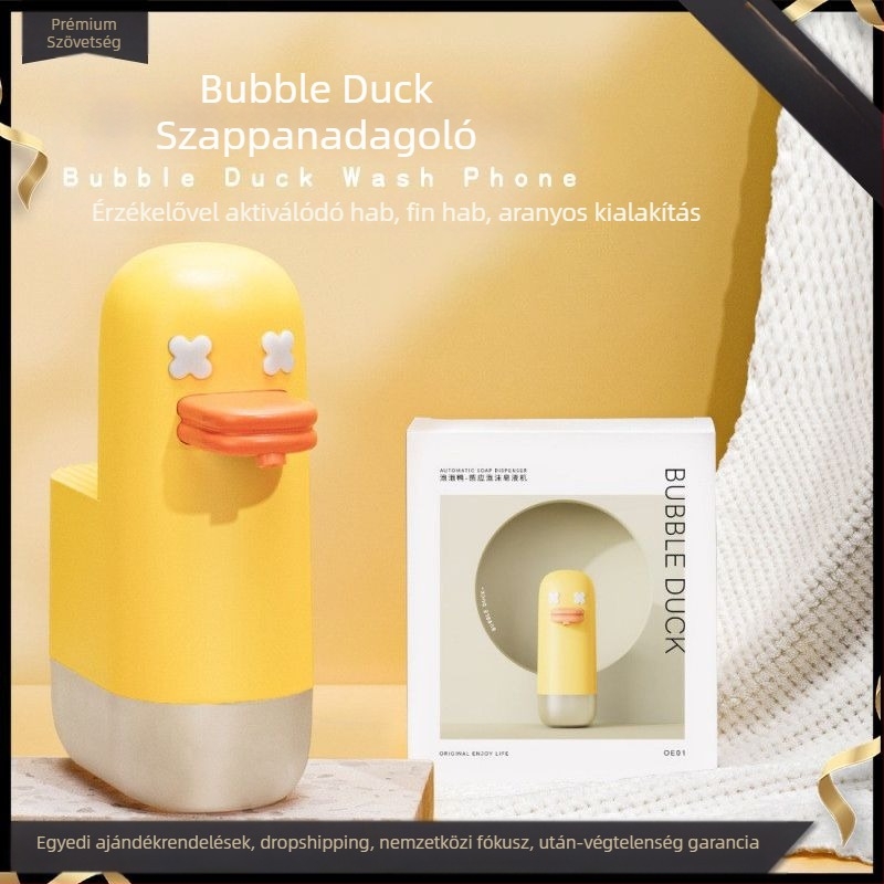 Szenzoros kézmosó habosító adagoló, automata, USB töltés, aranyos gyerekeknek Bubble Duck