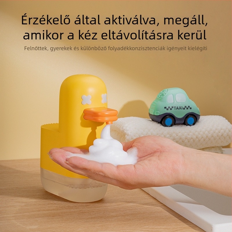 Szenzoros kézmosó habosító adagoló, automata, USB töltés, aranyos gyerekeknek Bubble Duck