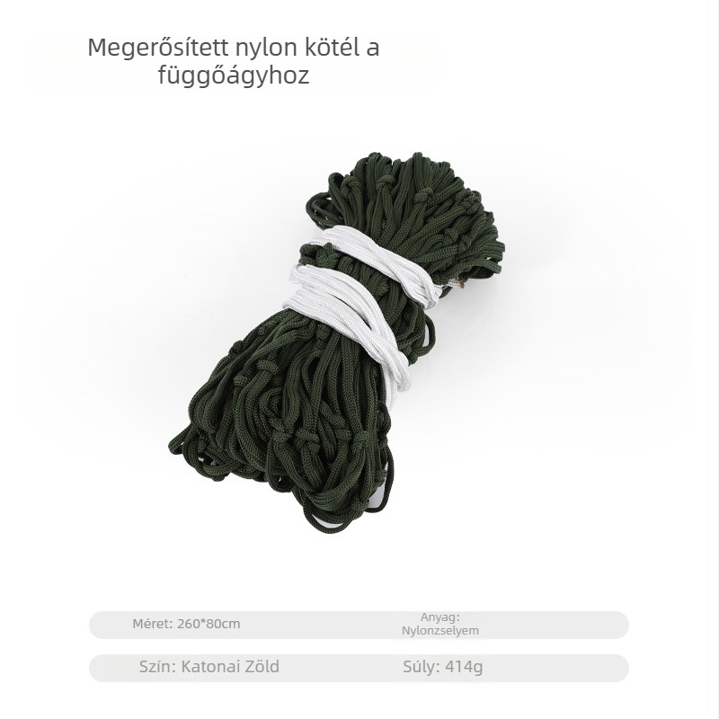 Hike Mount Kültéri Függőágy — 10-szálas vastag nylon kötél, hálós felület, hordozható hintaszék, max terhelés 100 kg