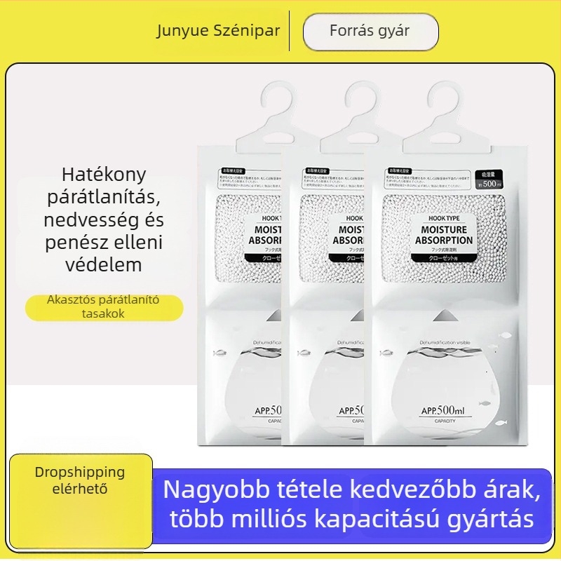 Bamboo rhyme Kalcium-klorid deszikkáló tasak, 200 g, akasztóval, háztartási nedvességcsökkentő