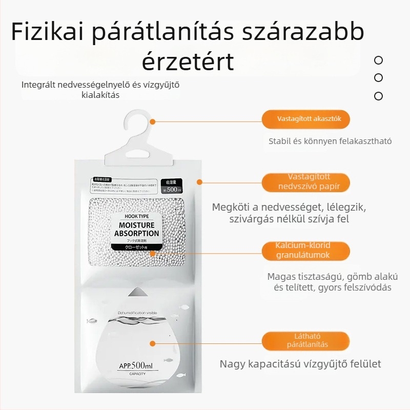 Bamboo rhyme Kalcium-klorid deszikkáló tasak, 200 g, akasztóval, háztartási nedvességcsökkentő