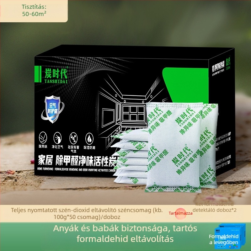 Bambuszaktív szén tasak formaldehid eltávolítására és nedvesség felszívására, 100 g/táska, szobai használatra, csomagolások: 10/15/20/30/50