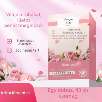 Ruhásszekrény deszikkáns tasak rózsa-kamfor illattal, 200 db, nedvesség-elszívó gyöngyök