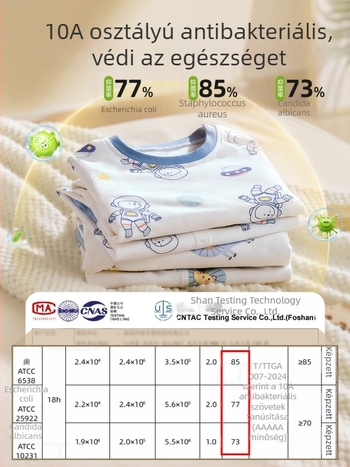 Uniszex gyerek őszi pamut termikus felső és alsó szett, 100% pamut, bolyhosított anyag, antibakteriális, anti-pill, állatmintás