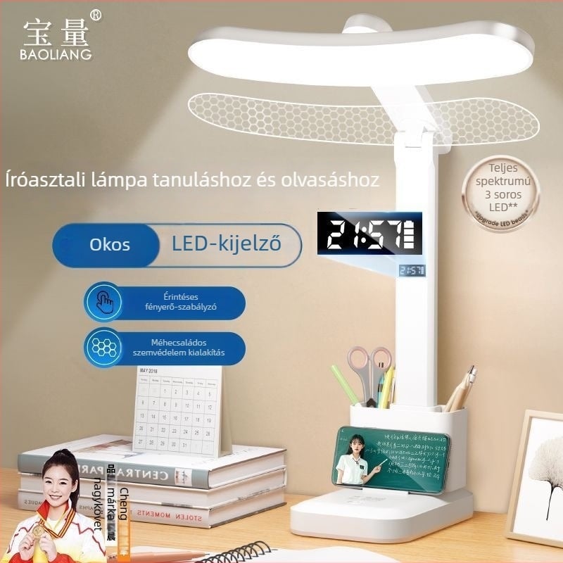 Teljes spektrumú ívelt LED asztali lámpa, szemvédő, összecsukható, beépített lítium akkumulátor, érintéses kapcsoló
