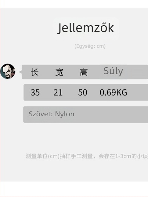 Kibővíthető utazó hátizsák, uniszex, 36–55L, nylon, 14 hüvelykes laptophoz