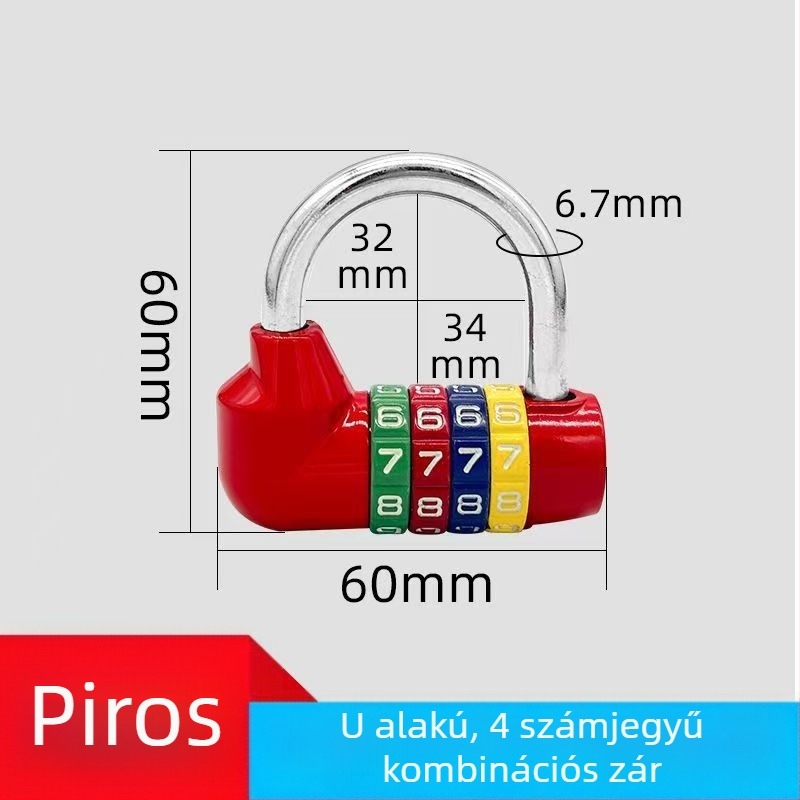 U-alakú jelszavas zár, 206-os teljes fém sorozat, anyag: rozsdamentes acél és ötvözet, 250 g, alkalmas kerékpárokhoz és szekrényekhez