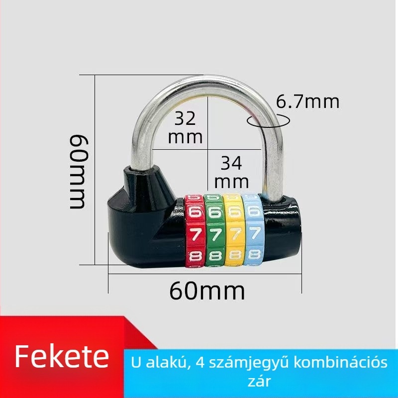 U-alakú jelszavas zár, 206-os teljes fém sorozat, anyag: rozsdamentes acél és ötvözet, 250 g, alkalmas kerékpárokhoz és szekrényekhez