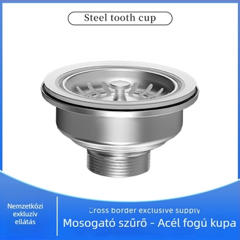 Dupla rétegű rozsdamentes acél mosogatólefolyó, húzható, brit stílusban — modell Steel Head; márka Oshunnuo; anyag: rozsdamentes acél; forma: brit mosogatólefolyó; típus: húzás