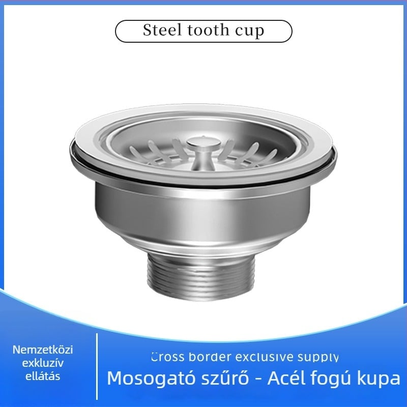 Dupla rétegű rozsdamentes acél mosogatólefolyó, húzható, brit stílusban — modell Steel Head; márka Oshunnuo; anyag: rozsdamentes acél; forma: brit mosogatólefolyó; típus: húzás