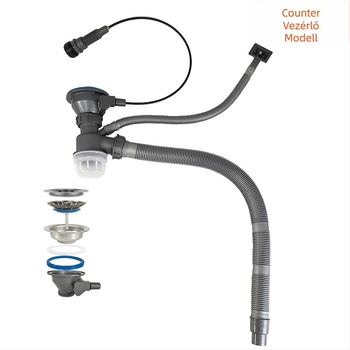 Konyhai mosogató felhúzható lefolyó, rozsdamentes acél, modell D01, S-alakú, modern minimalista stílus