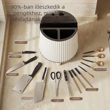 Forgó kés tartó és konyhai tároló — többfunkciós asztali szervező (Anyag: műanyag; Eredet: Zhejiang; Piaci bevezetés: 2023)